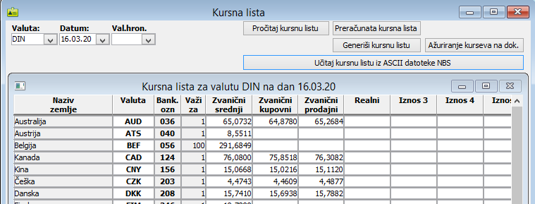 Kursna lista